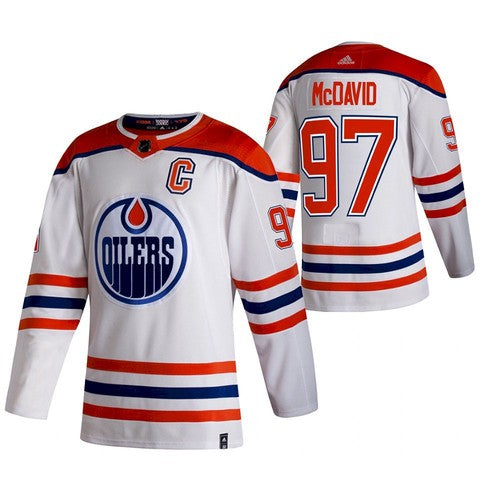 Connor McDavid Edmonton Oilers white Reverse Retro jersey