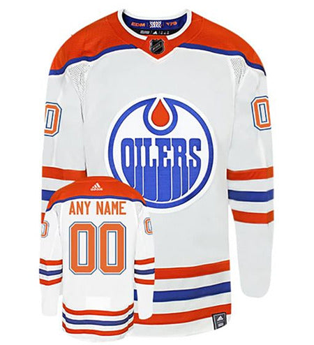 Custom Edmonton Oilers white Reverse Retro jersey