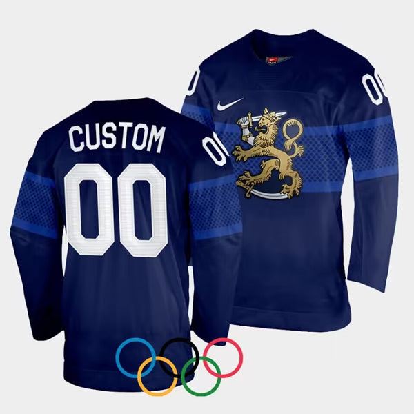 Custom Team Finland navy Away jersey