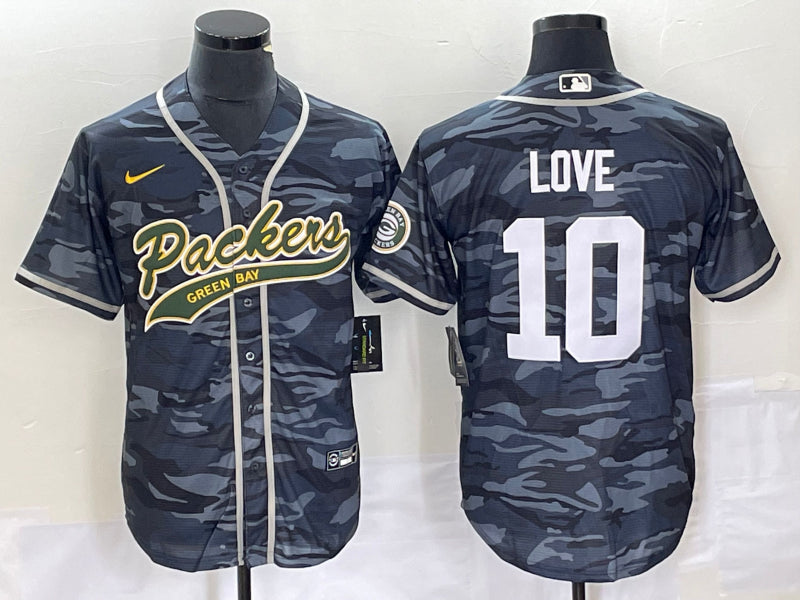Jordan Love Green Bay Packers green Camo jersey