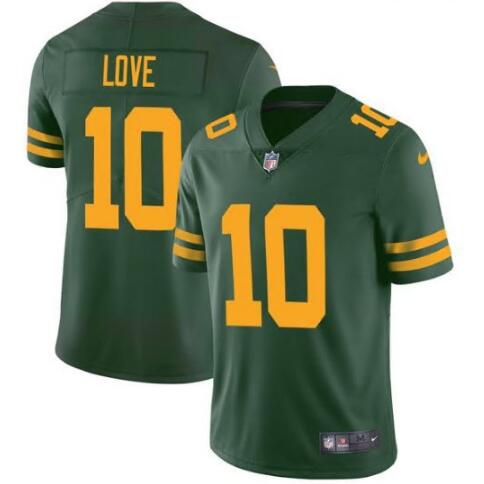Jordan Love Green Bay Packers green Color Rush jersey