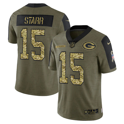Bart Starr Green Bay Packers green Salute To Service jersey