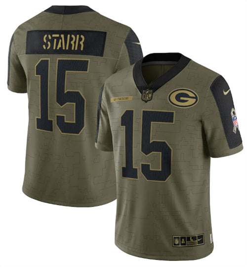 Bart Starr Green Bay Packers green Salute To Service jersey