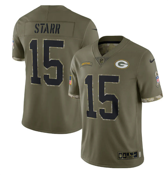 Bart Starr Green Bay Packers green Salute To Service jersey