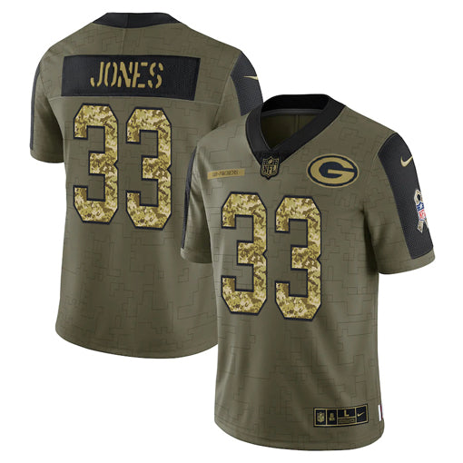 Aaron Jones Green Bay Packers green Salute To Service jersey