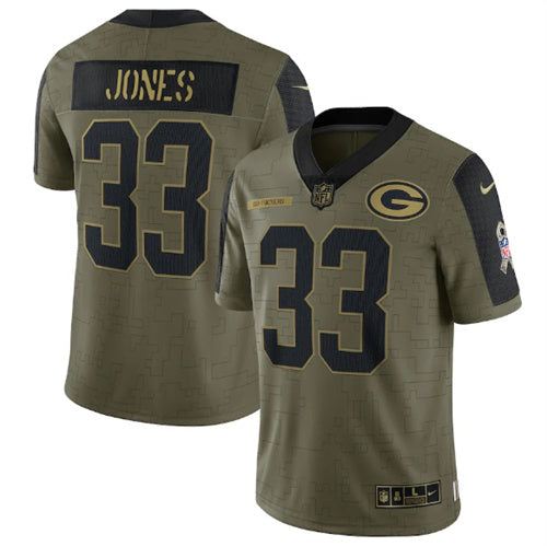 Aaron Jones Green Bay Packers green Salute To Service jersey