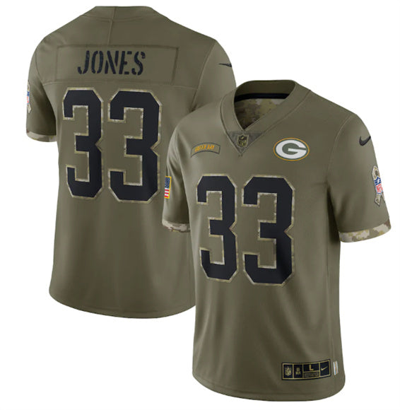 Aaron Jones Green Bay Packers green Salute To Service jersey