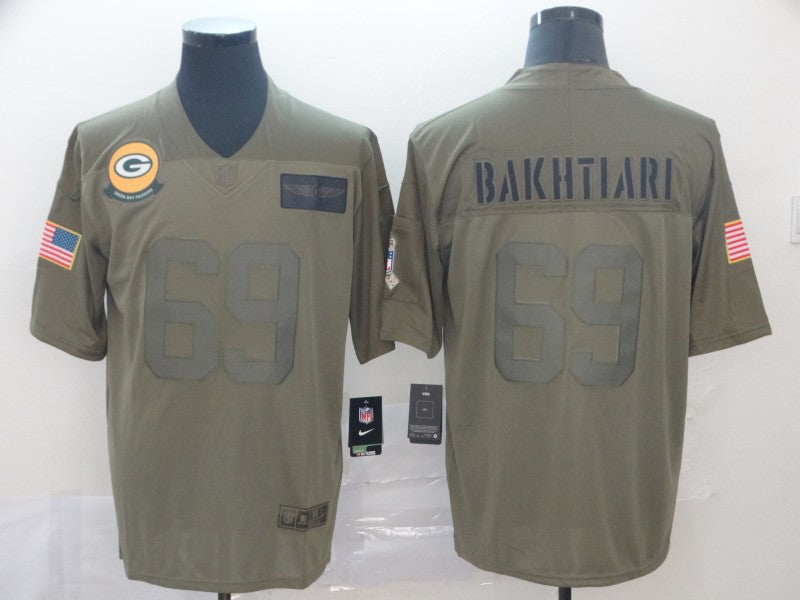 David Bakhtiari Green Bay Packers green Salute To Service jersey