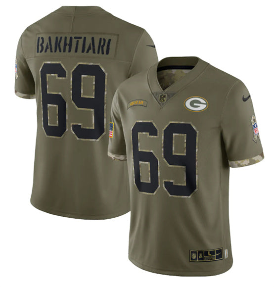 David Bakhtiari Green Bay Packers green Salute To Service jersey