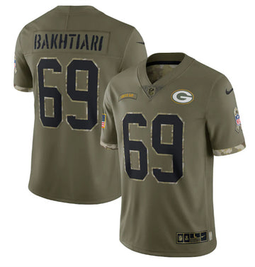 David Bakhtiari Green Bay Packers green Salute To Service jersey