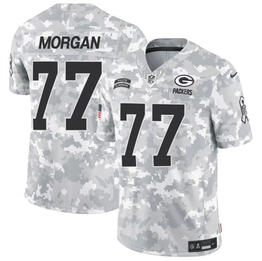 Green Bay Packers #77 Jordan Morgan Arctic Camo 2024 FUSE Salute to Service Jersey