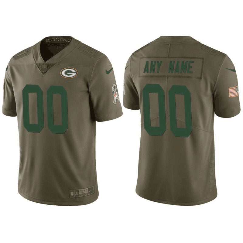 Custom Green Bay Packers green Salute To Service jersey