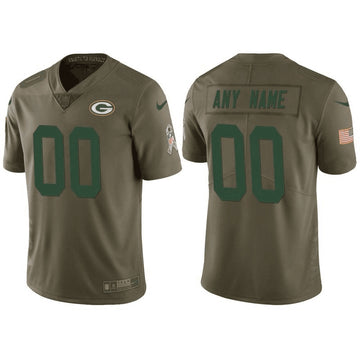 Custom Green Bay Packers green Salute To Service jersey