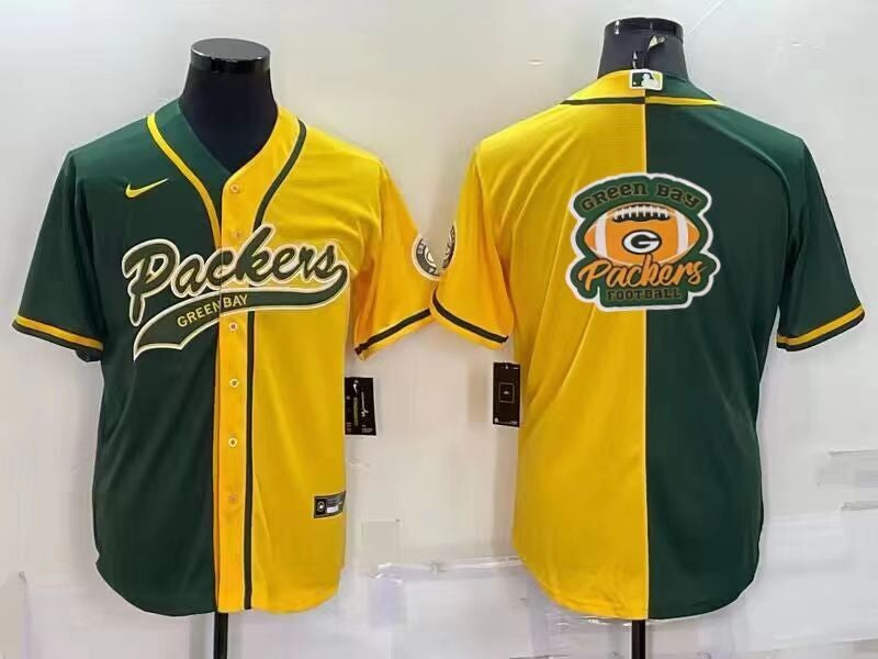 Custom Green Bay Packers green Split jersey