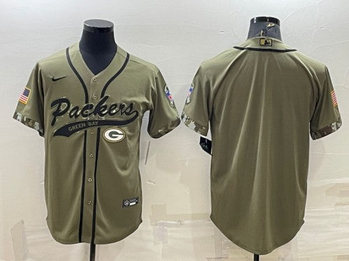 Custom Green Bay Packers green Salute To Service jersey
