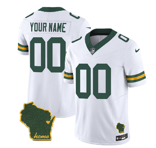 Green Bay Packers Customized White 2023 FUSE Home Patch Jersey