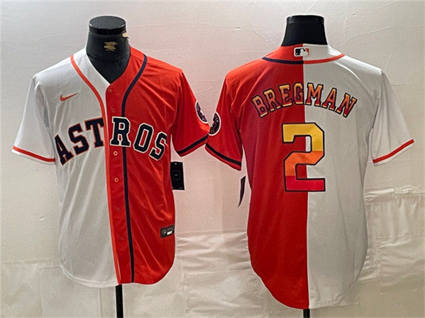 Alex Bregman Houston Astros white-orange Split jersey