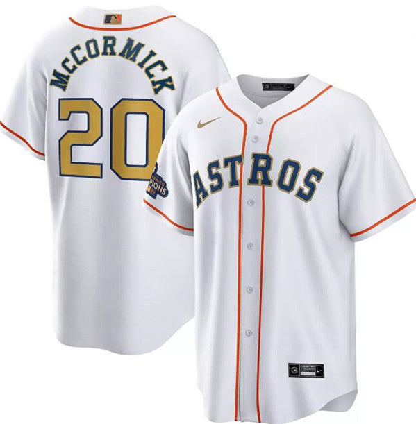 Chas McCormick Houston Astros white Gold Collection jersey