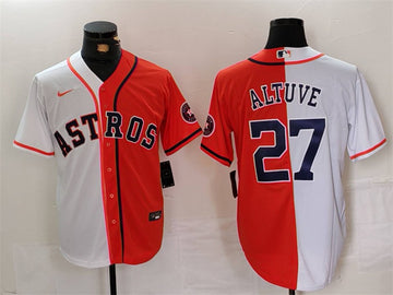 Jose Altuve Houston Astros white-orange Split jersey