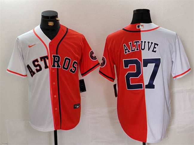 Jose Altuve Houston Astros white-orange Split jersey