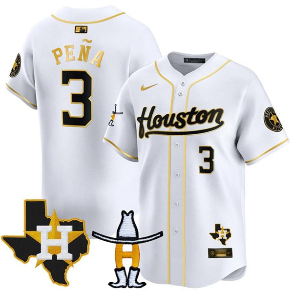 Jeremy Pena Houston Astros white-gold jersey