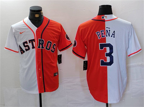 Jeremy Pena Houston Astros white-orange Split jersey