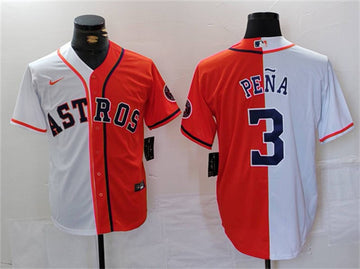 Jeremy Pena Houston Astros white-orange Split jersey