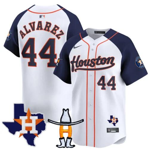 Yordan Alvarez Houston Astros white-navy jersey