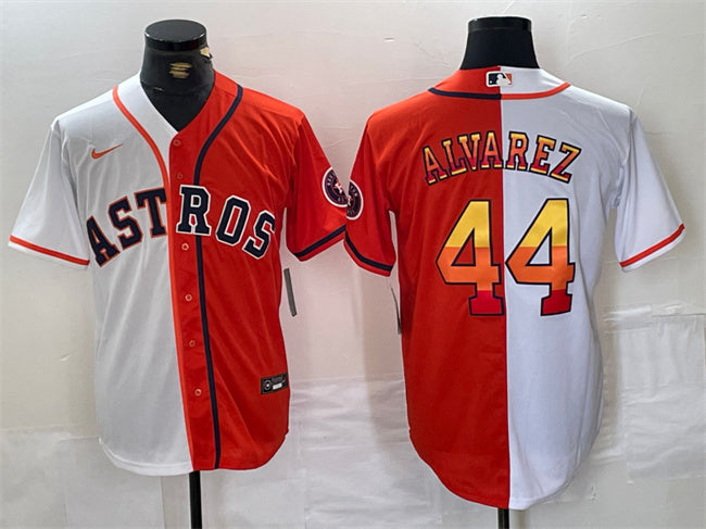 Yordan Alvarez Houston Astros white-orange Split jersey