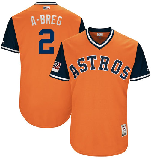 Alex Bregman A-Breg Majestic Houston Astros orange-navy jersey