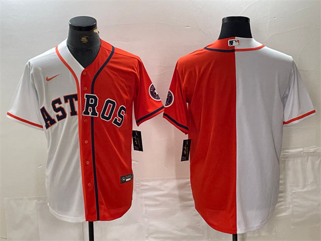 Custom Houston Astros white-orange Split jersey