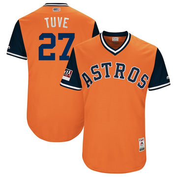 Jose Altuve Tuve Majestic Houston Astros orange-navy jersey