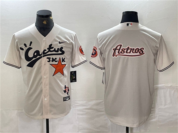 Team Big Logo Houston Astros cream jersey