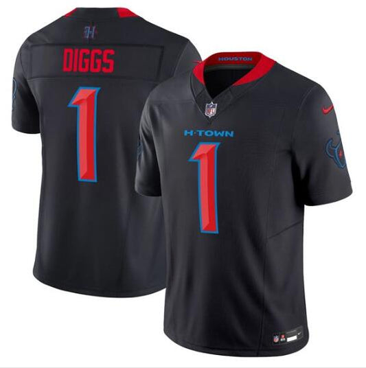 Houston Texans #1 Stefon Diggs Navy 2024 2nd Alternate FUSE Jersey