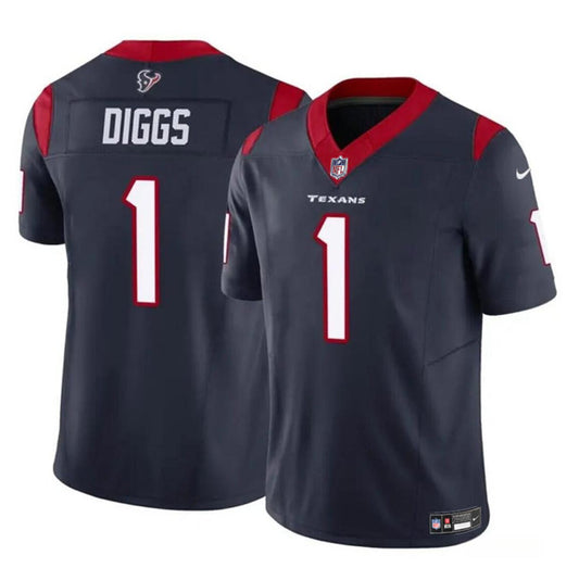 Houston Texans #1 Stefon Diggs Navy 2024 FUSE Jersey