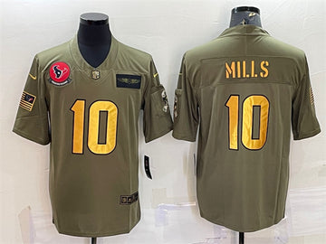 Davis Mills Houston Texans olive-gold Salute To Service jersey