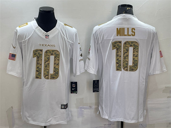 Davis Mills Houston Texans white-camo Salute To Service jersey