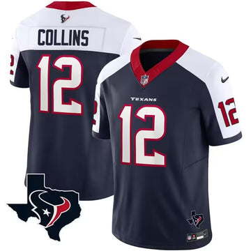 Nico Collins Houston Texans white-navy FUSE jersey