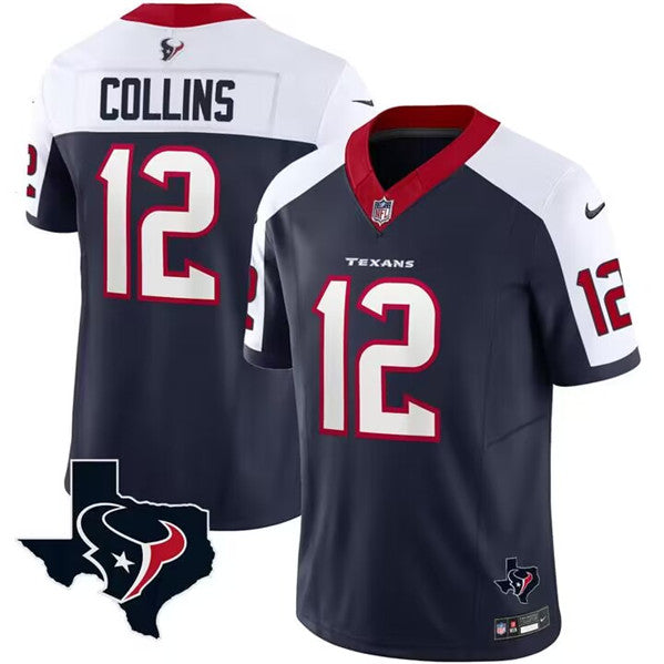 Nico Collins Houston Texans white-navy FUSE jersey