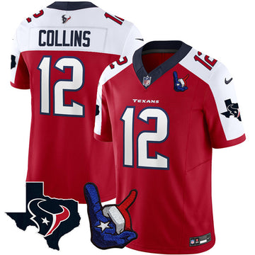 Nico Collins Houston Texans white-red FUSE jersey