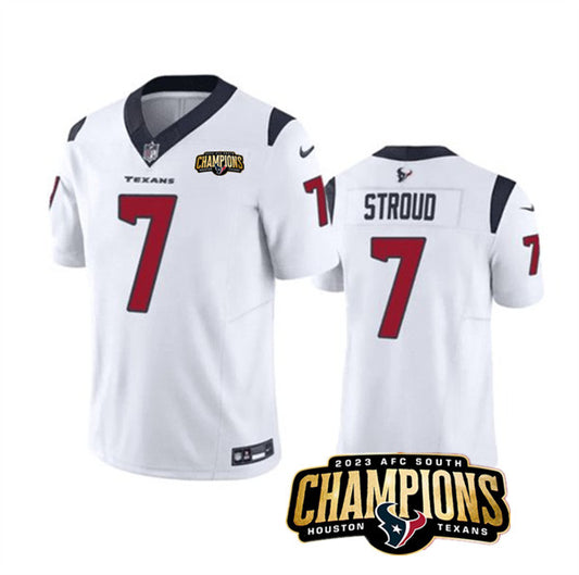 Houston Texans #7 CJ Stroud White 2023 FUSE AFC South Champions Patch Jersey