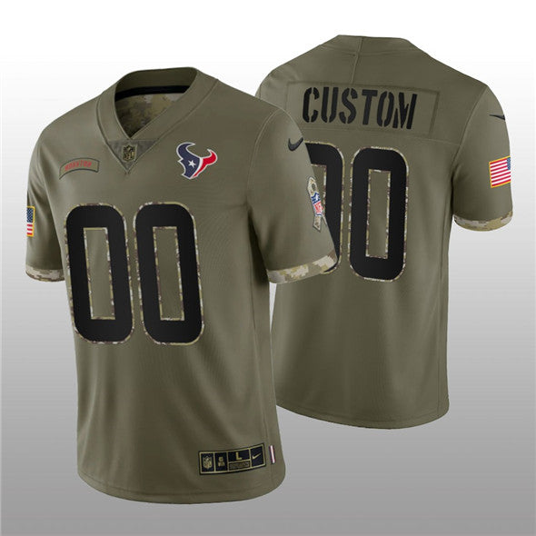 Custom Houston Texans olive Salute To Service jersey
