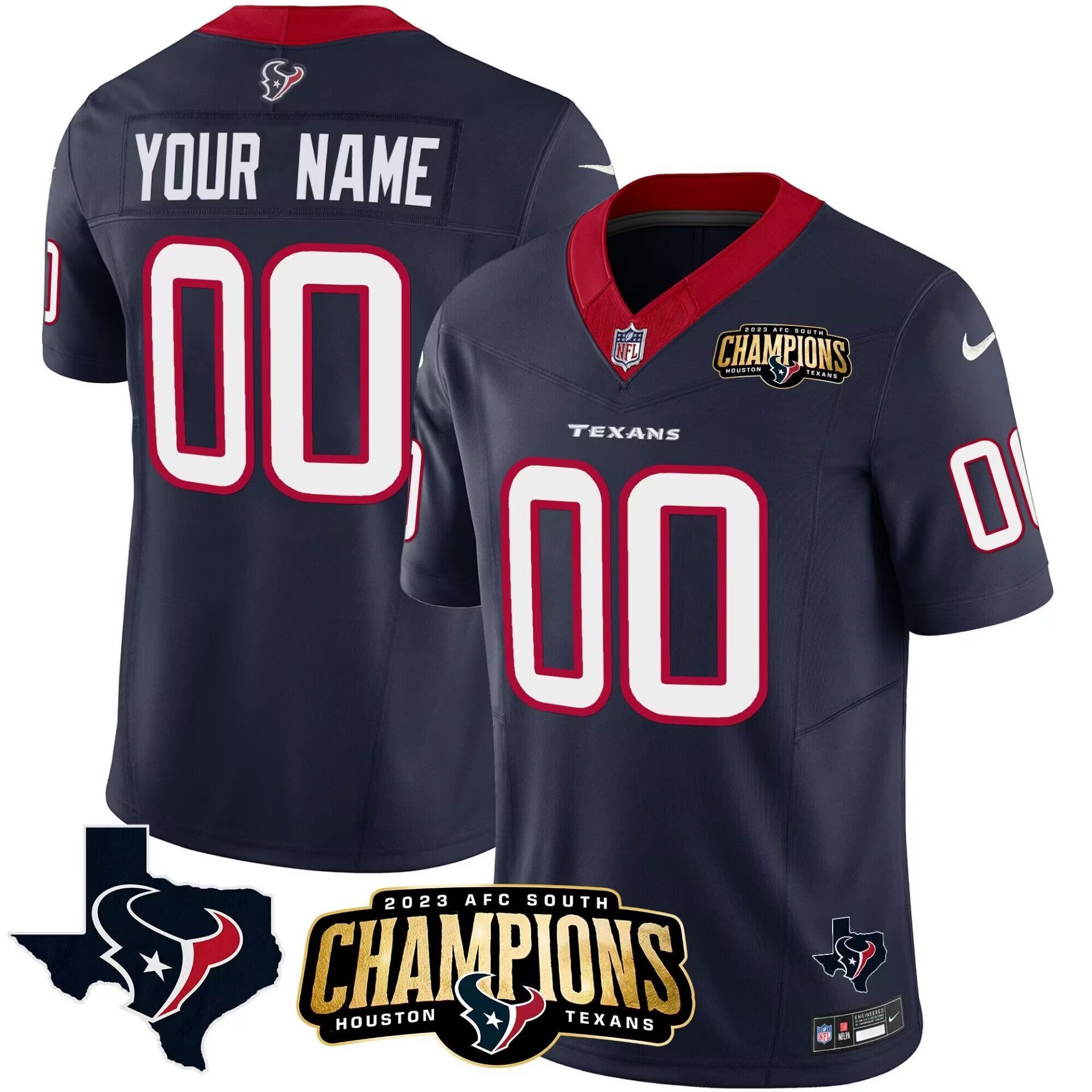 Custom Houston Texans navy FUSE jersey
