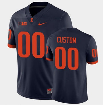 Custom Illinois Fighting Illini navy jersey