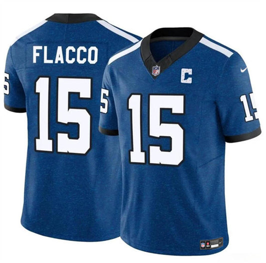 Indianapolis Colts #15 Joe Flacco Blue 2024 FUSE Throwback Jersey