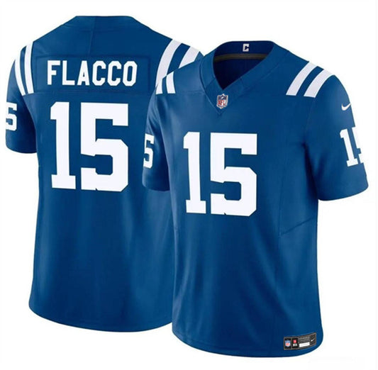 Indianapolis Colts #15 Joe Flacco Blue 2024 FUSE Jersey