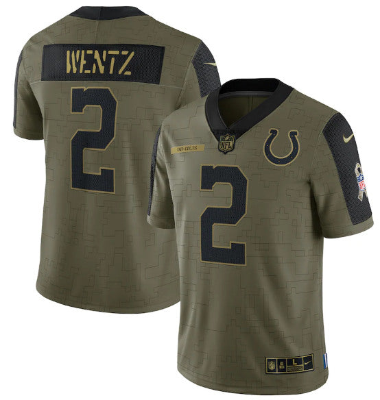 Carson Wentz Indianapolis Colts olive Salute To Service jersey