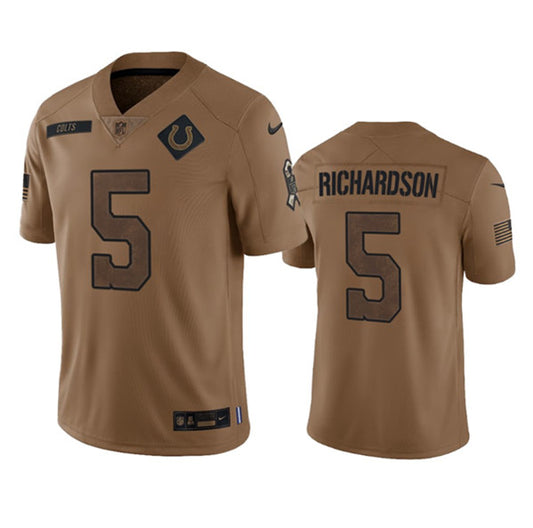Indianapolis Colts #5 Anthony Richardson 2023 Brown Salute To Sertvice Jersey