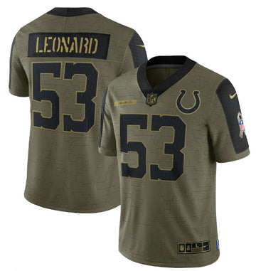Darius Leonard Indianapolis Colts olive Salute To Service jersey
