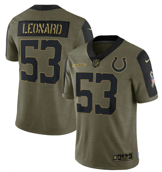 Darius Leonard Indianapolis Colts olive Salute To Service jersey
